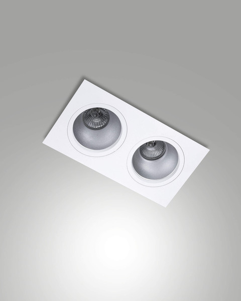 Fabas Luce Einbauleuchte Leon eckig GU10 2-flammig Weiß Metall 24x13cm