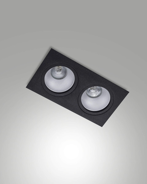 Fabas Luce Einbauleuchte Leon eckig GU10 2-flammig Schwarz Metall 24x13cm