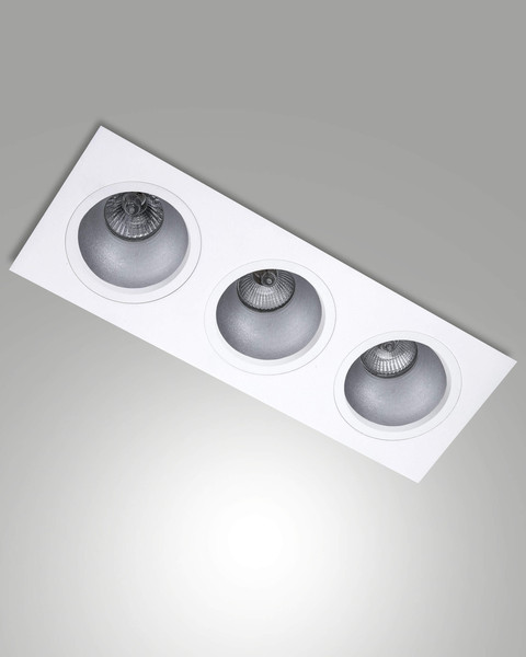 Fabas Luce Einbauleuchte Leon eckig GU10 3-flammig Weiß Metall 36x13cm