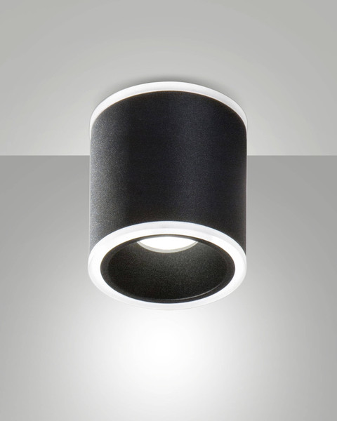 Fabas Luce LED Deckenleuchte Paca 13W IP40 3000K warmweiss Schwarz Alu Ø9cm