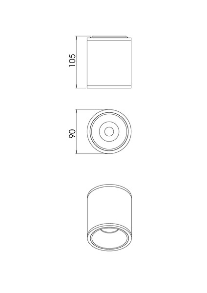 Fabas Luce LED Deckenleuchte Paca 13W IP40 3000K warmweiss Schwarz Alu Ø9cm