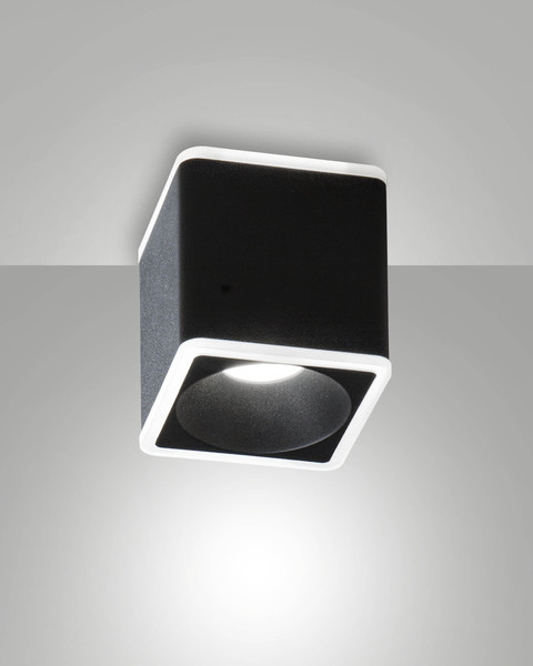 Fabas Luce LED Deckenleuchte Coiba 13W IP40 3000K warmweiss Schwarz Alu 9x9cm