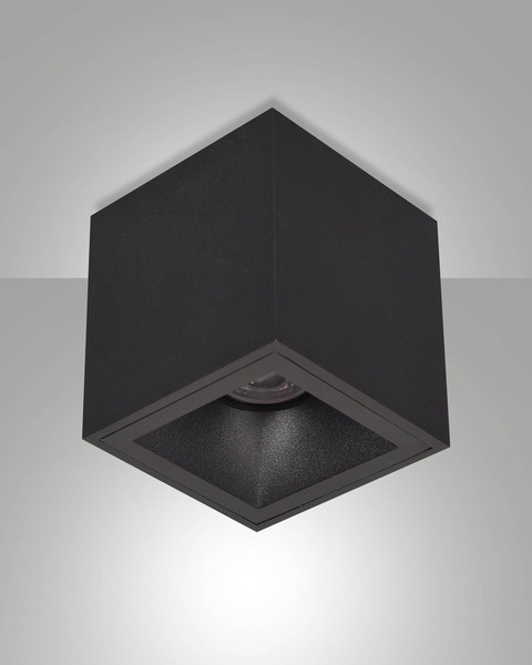 Fabas Luce Deckenleuchte Perez GU10 Schwarz Alu 9x9cm