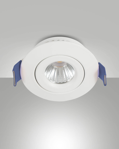 Fabas Luce LED Einbauleuchte Macas rund 4W IP40 3000K warmweiss schwenkbar Weiß Alu Ø5cm