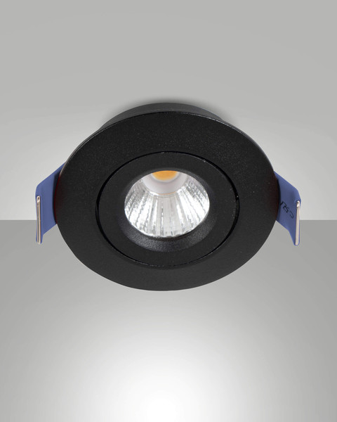 Fabas Luce LED Einbauleuchte Macas rund 4W IP40 3000K warmweiss schwenkbar Schwarz Alu Ø5cm