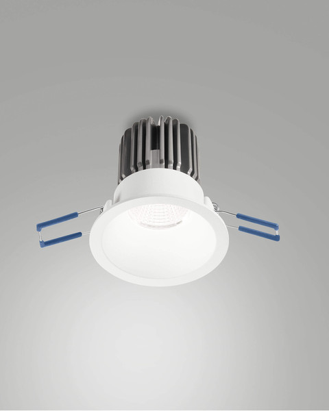 Fabas Luce LED Einbauleuchte Toodle symmetrisch rund 11W dimmbar IP40 3000K warmweiss Weiß Alu Ø8cm