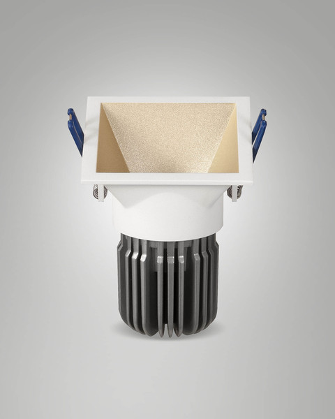 Fabas Luce LED Einbauleuchte Toodle asymmetrisch quadratisch 11W dimmbar IP40 4000K neutralweiss Gold Alu 8x8cm