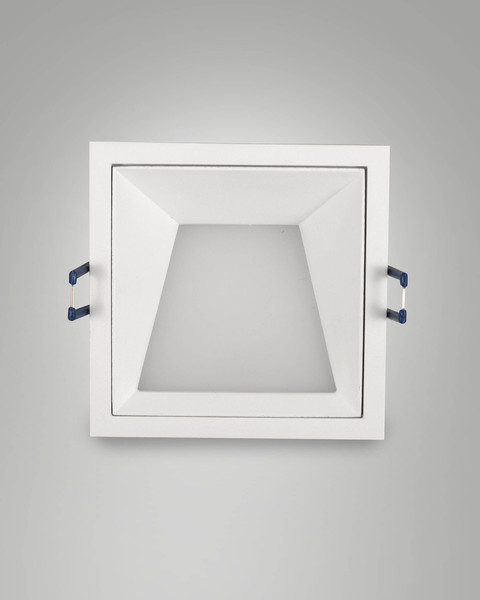 Fabas Luce LED Einbauleuchte Kris asymmetrisch eckig mit Rahmen 8W dimmbar IP40 3000K warmweiss Weiß Alu 11x11cm
