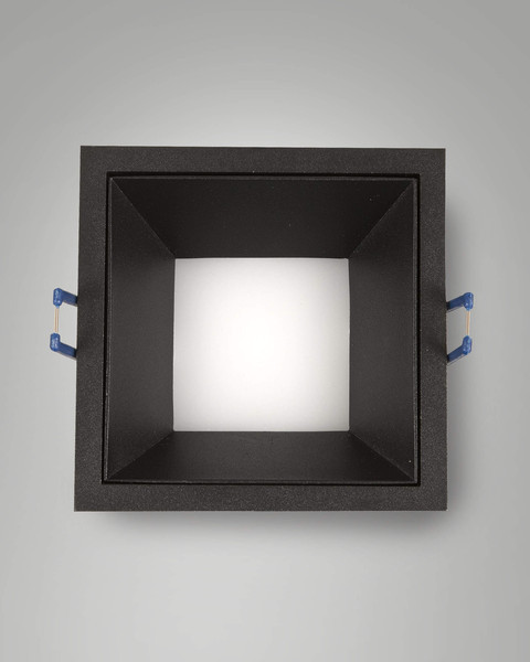 Fabas Luce LED Einbauleuchte Kris symmetrisch eckig mit Rahmen 8W dimmbar IP40 4000K neutralweiss Schwarz Alu 11x11cm