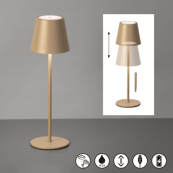 FHL Viletto LED Tischleuchte 2W dimmbar Akku warmweiss grau-braun 850404