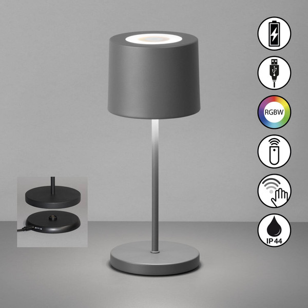 FHL Bologna Pro LED Tischleuchte 2W dimmbar Akku warmweiss sandgrau 850493