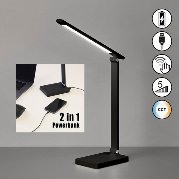 FHL Ole LED Tischleuchte 2,5W dimmbar Akku CCT einstellbare Lichtfarbe schwarz 850507