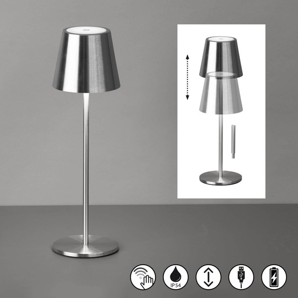 FHL Viletto LED Tischleuchte 2W dimmbar Akku warmweiss nickelfarben 850588