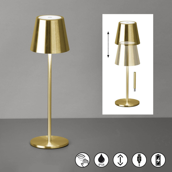 FHL Viletto LED Tischleuchte 2W dimmbar Akku warmweiss messingfarben 850589