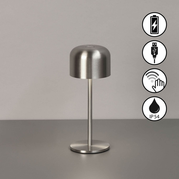 FHL Finley LED Tischleuchte 1W dimmbar Akku warmweiss nickelfarben 850595