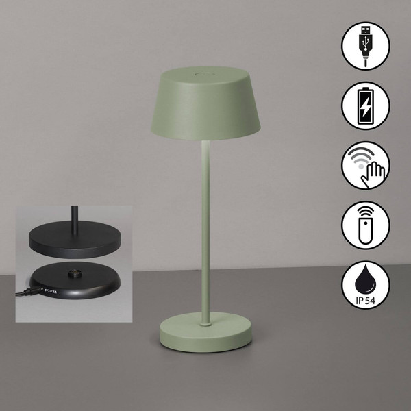 FHL Sienna Pro LED Tischleuchte 1W dimmbar Akku warmweiss salbeigrün 850653