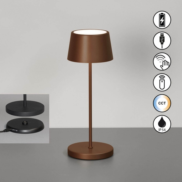 FHL Asena Pro LED Tischleuchte 2W dimmbar CCT einstellbare Lichtfarbe rostfarben 850675