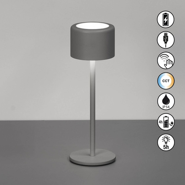 FHL Juna LED Tischleuchte 1,5W dimmbar Akku CCT einstellbare Lichtfarbe sandgrau 850731