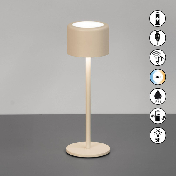 FHL Juna LED Tischleuchte 1,5W dimmbar Akku CCT einstellbare Lichtfarbe sandfarben 850733