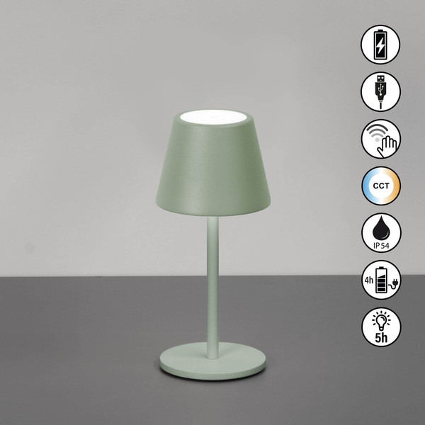 FHL Salerno LED Tischleuchte 1,5W dimmbar Akku CCT einstellbare Lichtfarbe salbeigrün 850750