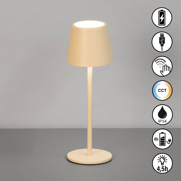 FHL Roxi LED Tischleuchte 1,5W dimmbar Akku CCT einstellbare Lichtfarbe sandfarben 850764