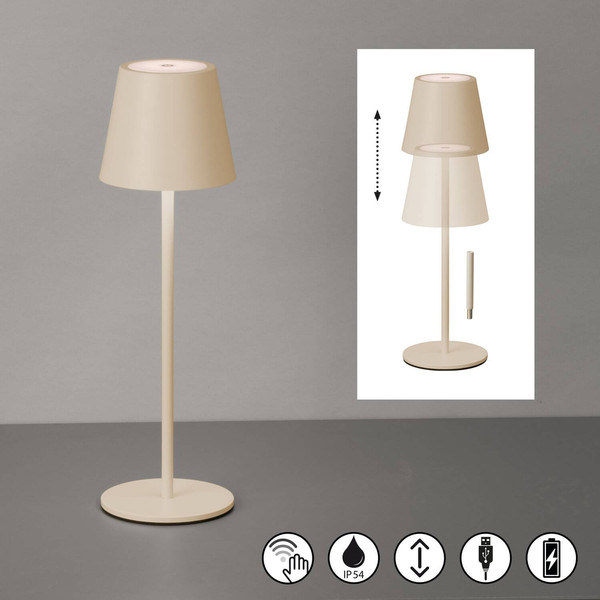 FHL Viletto LED Tischleuchte 2W dimmbar Akku warmweiss sandfarben 850767