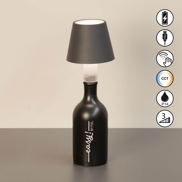 FHL Fiocco LED Tischleuchte 2W dimmbar Akku CCT einstellbare Lichtfarbe sandgrau 850817