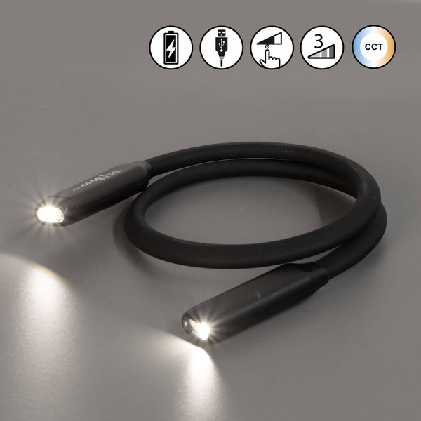 FHL Lasse LED Leseleuchte 2-fach 0,3W dimmbar Akku CCT einstellbare Lichtfarbe schwarz 850844
