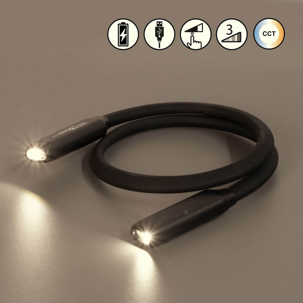 FHL Lasse LED Leseleuchte 2-fach 0,3W dimmbar Akku CCT einstellbare Lichtfarbe schwarz 850844