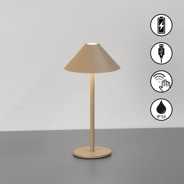 FHL Prato LED Tischleuchte 1W dimmbar Akku warmweiss dark-greige 850847