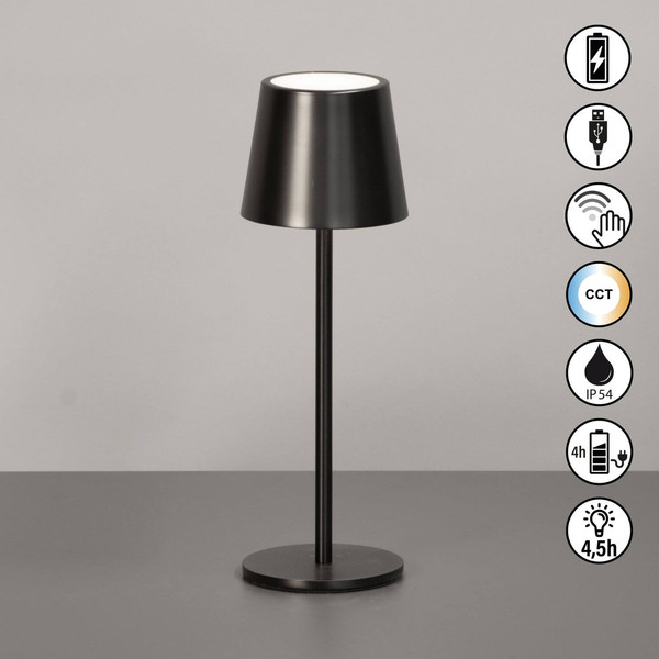 FHL Roxi LED Tischleuchte 1,5W dimmbar Akku CCT einstellbare Lichtfarbe Dunkelsilber 850877