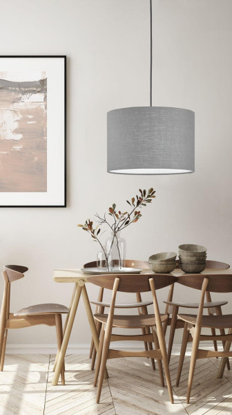 Fischer & Honsel Vigo Pendelleuchte E27 Stoffschirm grau Leinen sandschwarz 60807