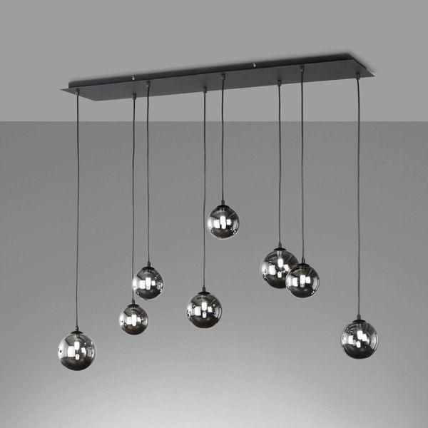 Fischer & Honsel Bala LED Pendelleuchte 8-fach G9 warmweiss Glas rauchfarben sandschwarz 60983