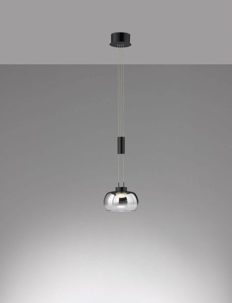 Fischer & Honsel Arosa LED Pendelleuchte 8,6W warmweiss dimmbar Glas rauchfarben sandschwarz 60986