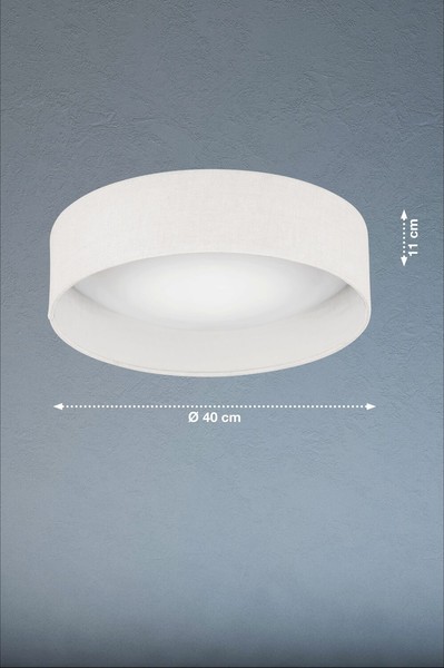FHL Linus LED Deckenlampe Leinen 40cm 20W dimmbar weiß 821300