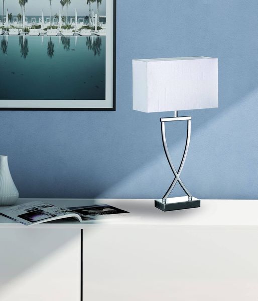 Fischer & Honsel Anni Tischleuchte E27 Stoffschirm weiß chrom 96391