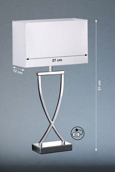 Fischer & Honsel Anni Tischleuchte E27 Stoffschirm weiß chrom 96391