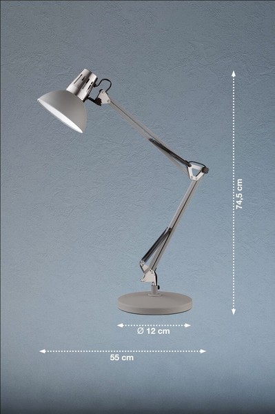 Fischer & Honsel Pit Tischleuchte, Klemmleuchte E27 grau 98271