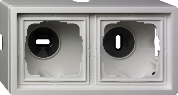 Gira 0062112 Aufputzgehäuse 2-fach + Rahmen Flächenschalter Reinweiß