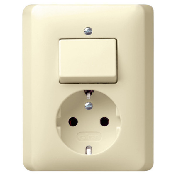 Gira 017601 Kombi Aus-Wechselschalter/SCHUKO Vollplatte Standard 55 Cremeweiß