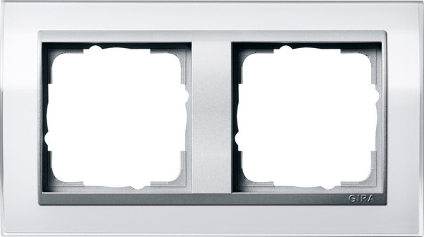 Gira 0212726 Abdeckrahmen 2-fach Zwischenrahmen F Alu Gira Event Klar Weiß