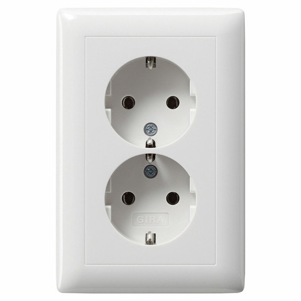 Gira 078203 2-fach-SCHUKO Vollplatte für Gerätedose 1,5-fach Standard 55 Reinweiß