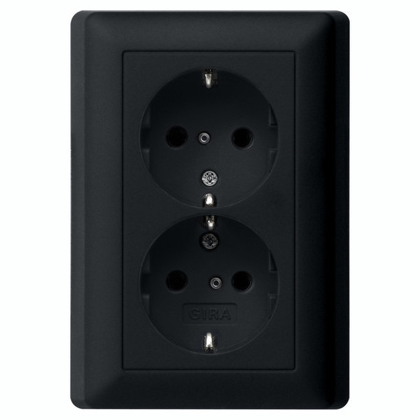 Gira 0783005 2-fach-SCHUKO-Steckdose SP + Vollplatte System 55 Schwarz m