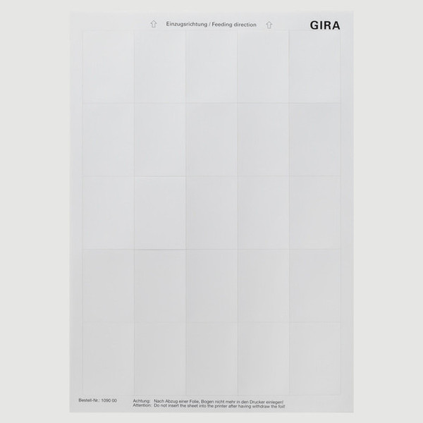 Gira 109000 Beschriftungsbögen 38 x 54 mm Zubehör