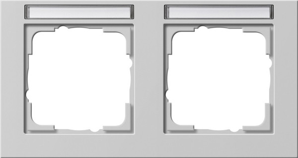 Gira 109237 Abdeckrahmen 2-fach waagerecht Beschriftungsfeld Gira E2 Grau m