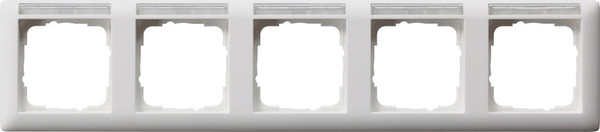 Gira 109527 Abdeckrahmen 5-fach waagerecht Beschriftungsfeld Standard 55 Reinweiß m