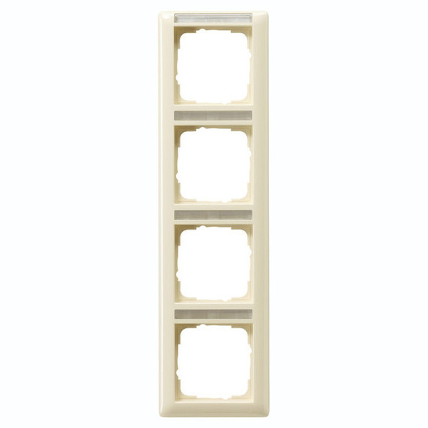 Gira 111401 Abdeckrahmen 4-fach senkrecht Beschriftungsfeld Standard 55 Cremeweiß