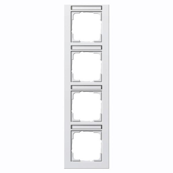 Gira 111422 Abdeckrahmen 4-fach senkrecht Beschriftungsfeld Gira E2 Reinweiß m
