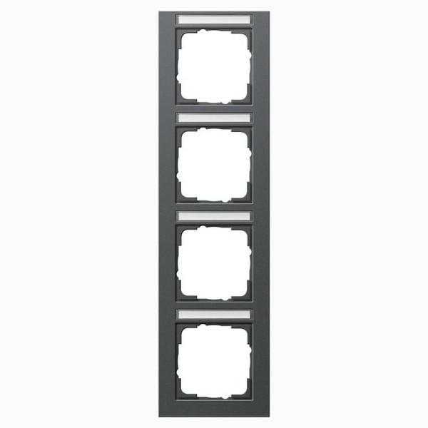 Gira 111423 Abdeckrahmen 4-fach senkrecht Beschriftungsfeld Gira E2 Anthrazit