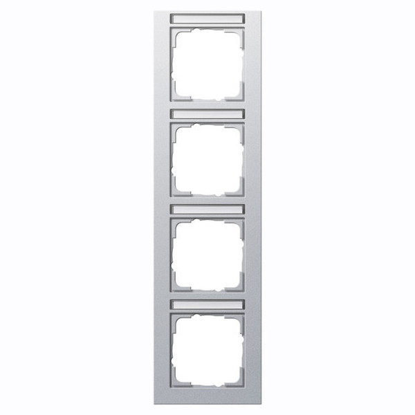 Gira 111425 Abdeckrahmen 4-fach senkrecht Beschriftungsfeld Gira E2 F Alu